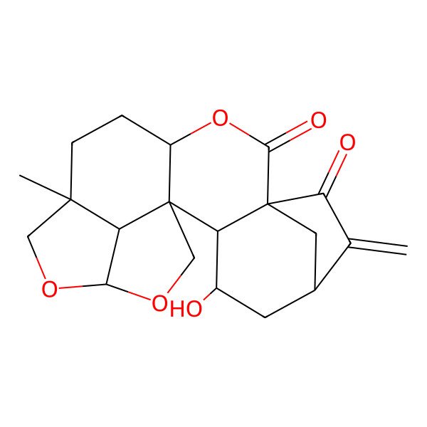 2D Structure of (1R,2R,3S,5R,8R,11R,14S,17R,20S)-3-hydroxy-14-methyl-6-methylidene-10,16,18-trioxahexacyclo[12.5.1.15,8.01,11.02,8.017,20]henicosane-7,9-dione