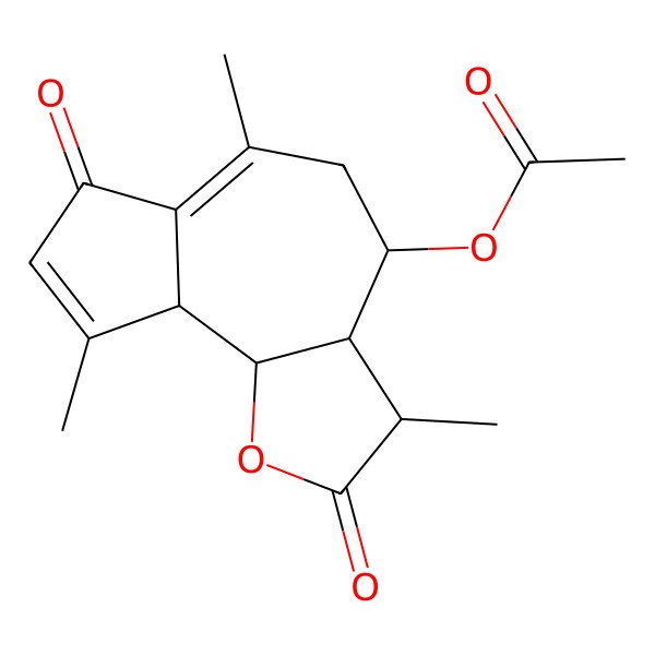2D Structure of [(3S,3aR,4S,9aR,9bR)-3,6,9-trimethyl-2,7-dioxo-3,3a,4,5,9a,9b-hexahydroazuleno[4,5-b]furan-4-yl] acetate
