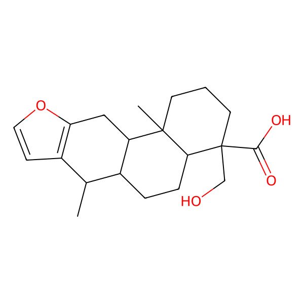 2D Structure of 4-(Hydroxymethyl)-7,11b-dimethyl-1,2,3,4a,5,6,6a,7,11,11a-decahydronaphtho[2,1-f][1]benzofuran-4-carboxylic acid