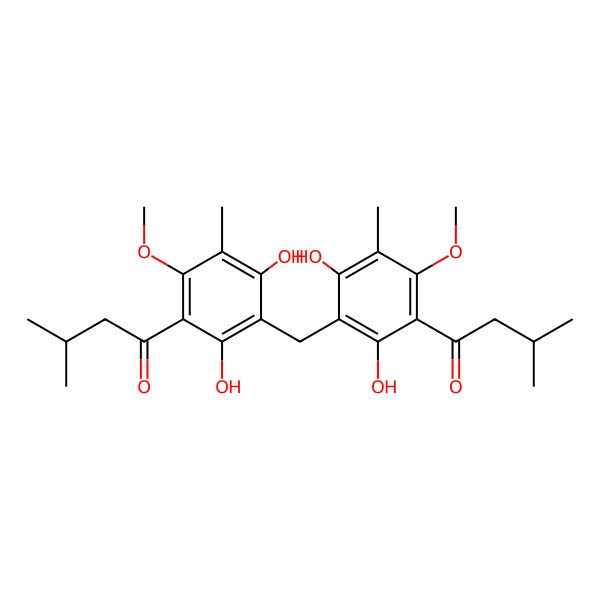 2D Structure of 1-[3-[[2,6-Dihydroxy-4-methoxy-3-methyl-5-(3-methylbutanoyl)phenyl]methyl]-2,4-dihydroxy-6-methoxy-5-methylphenyl]-3-methylbutan-1-one