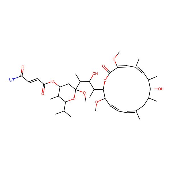 2D Structure of [2-[3-Hydroxy-4-(10-hydroxy-3,15-dimethoxy-7,9,11,13-tetramethyl-16-oxo-1-oxacyclohexadeca-4,6,12,14-tetraen-2-yl)pentan-2-yl]-2-methoxy-5-methyl-6-propan-2-yloxan-4-yl] 4-amino-4-oxobut-2-enoate