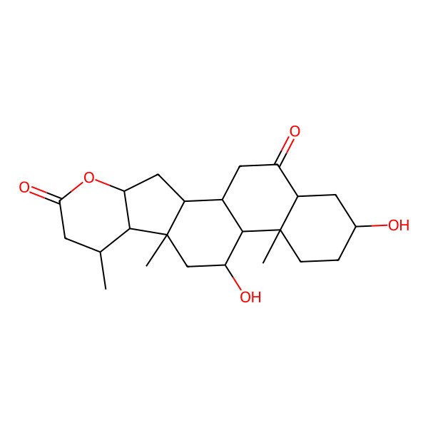 2D Structure of (1R,2S,4S,8R,9S,10S,12R,13S,14R,17S,19S)-12,17-dihydroxy-8,10,14-trimethyl-5-oxapentacyclo[11.8.0.02,10.04,9.014,19]henicosane-6,20-dione