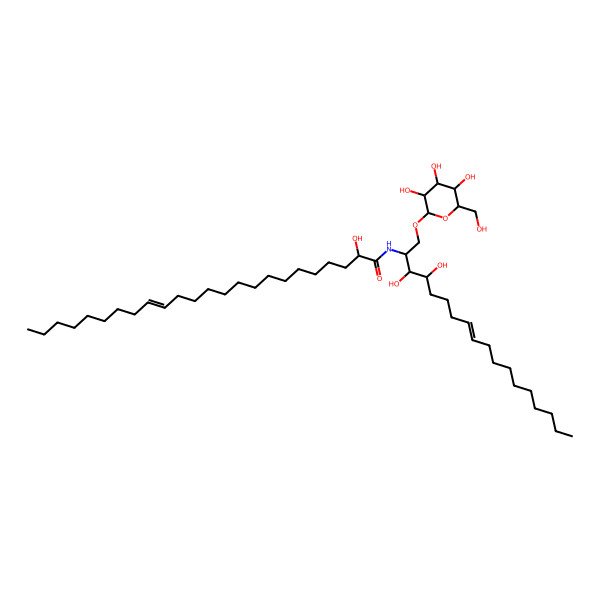 2D Structure of (Z,2R)-N-[(E,2S,3S,4R)-3,4-dihydroxy-1-[(2R,3R,4S,5S,6R)-3,4,5-trihydroxy-6-(hydroxymethyl)oxan-2-yl]oxyoctadec-8-en-2-yl]-2-hydroxytetracos-15-enamide