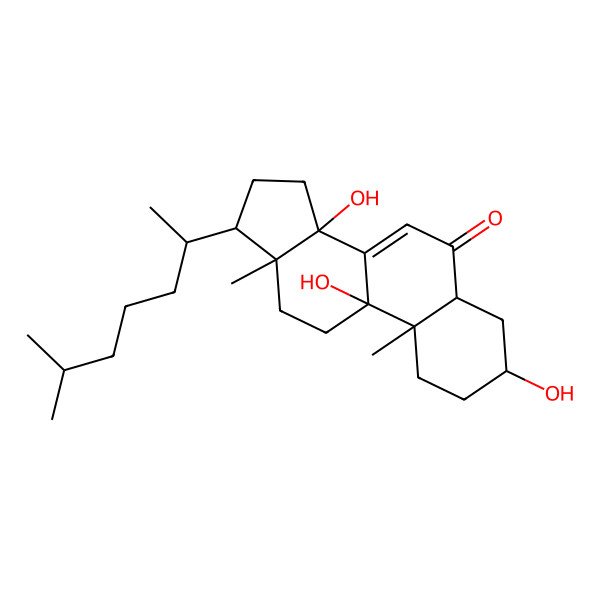 2D Structure of (3R,5S,9S,10S,13R,14S,17R)-3,9,14-trihydroxy-10,13-dimethyl-17-[(2R)-6-methylheptan-2-yl]-1,2,3,4,5,11,12,15,16,17-decahydrocyclopenta[a]phenanthren-6-one