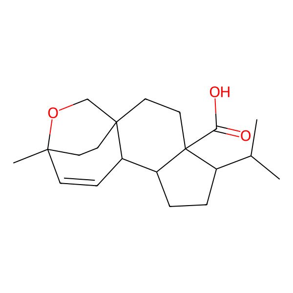 2D Structure of (4S,5R,8S,9R)-12-methyl-5-propan-2-yl-13-oxatetracyclo[10.2.2.01,9.04,8]hexadec-10-ene-4-carboxylic acid