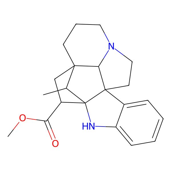 2D Structure of methyl (1R,9R,10S,12S,19S,20R)-20-methyl-8,16-diazahexacyclo[10.6.1.19,12.01,9.02,7.016,19]icosa-2,4,6-triene-10-carboxylate