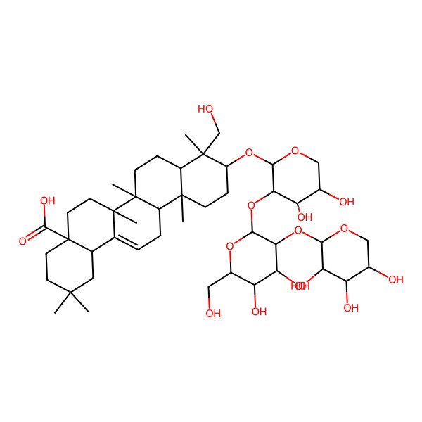 2D Structure of 3beta-{[alpha-L-Arabinopyranosyl-(1->2)-beta-D-glucopyranosyl-(1->2)-alpha-L-arabinopyranosyl]oxy}-23-hydroxyolean-12-en-28-oic acid