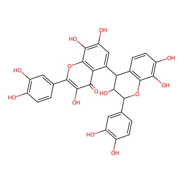 2D Structure of 2-(3,4-dihydroxyphenyl)-5-[(2R,3S,4R)-2-(3,4-dihydroxyphenyl)-3,7,8-trihydroxy-3,4-dihydro-2H-chromen-4-yl]-3,7,8-trihydroxychromen-4-one