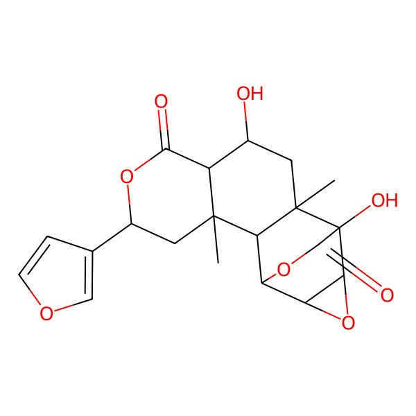 2D Structure of 5-(Furan-3-yl)-9,12-dihydroxy-3,11-dimethyl-6,14,16-trioxapentacyclo[10.3.2.02,11.03,8.013,15]heptadecane-7,17-dione