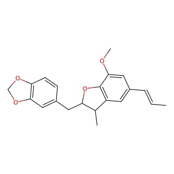 2D Structure of 5-[[(2R,3R)-2,3-Dihydro-7-methoxy-3-methyl-5-(1E)-1-propen-1-yl-2-benzofuranyl]methyl]-1,3-benzodioxole