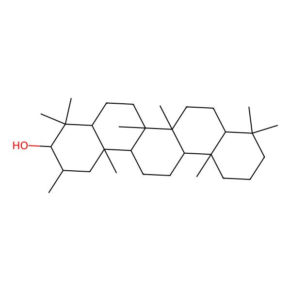 2D Structure of (2S,3S,4aR,6aR,6aR,6bR,8aS,12aS,14aR,14bR)-2,4,4,6a,6b,9,9,12a,14b-nonamethyl-1,2,3,4a,5,6,6a,7,8,8a,10,11,12,13,14,14a-hexadecahydropicen-3-ol