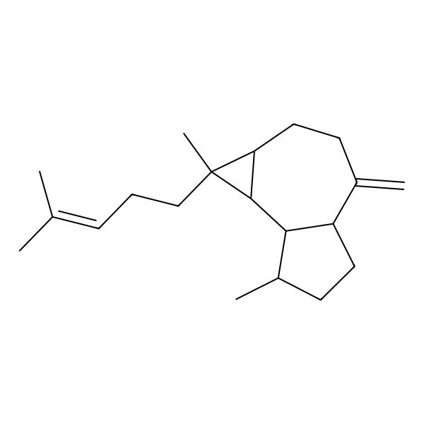 2D Structure of 1,7-dimethyl-4-methylidene-1-(4-methylpent-3-enyl)-2,3,4a,5,6,7,7a,7b-octahydro-1aH-cyclopropa[e]azulene