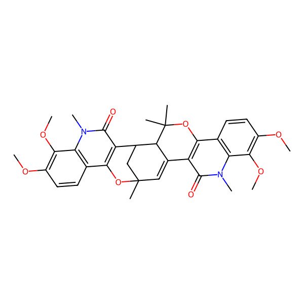 2D Structure of 9,10,23,24-Tetramethoxy-3,3,12,17,26-pentamethyl-4,18-dioxa-12,26-diazaheptacyclo[15.11.1.02,15.05,14.06,11.019,28.020,25]nonacosa-5(14),6(11),7,9,15,19(28),20(25),21,23-nonaene-13,27-dione
