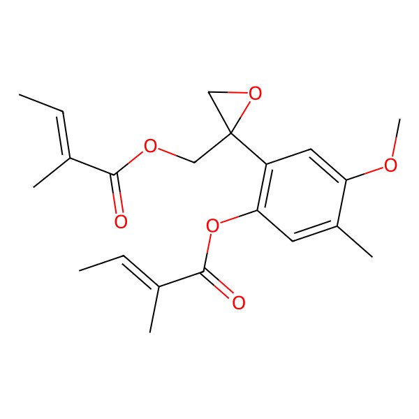 2D Structure of [(2S)-2-[5-methoxy-4-methyl-2-[(E)-2-methylbut-2-enoyl]oxyphenyl]oxiran-2-yl]methyl (E)-2-methylbut-2-enoate