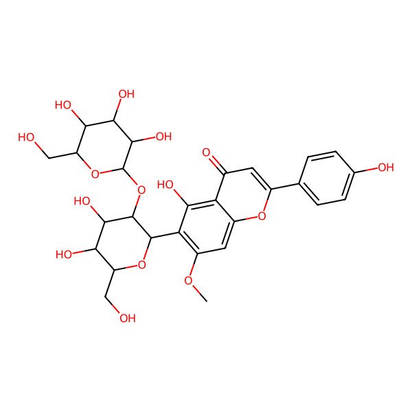 2D Structure of 6-[4,5-Dihydroxy-6-(hydroxymethyl)-3-[3,4,5-trihydroxy-6-(hydroxymethyl)oxan-2-yl]oxyoxan-2-yl]-5-hydroxy-2-(4-hydroxyphenyl)-7-methoxychromen-4-one