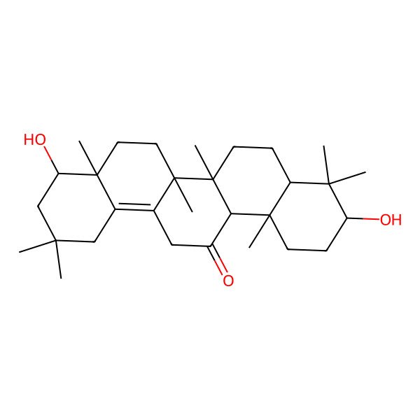 2D Structure of 4,10-dihydroxy-2,2,4a,6a,6b,9,9,12a-octamethyl-3,4,5,6,6a,7,8,8a,10,11,12,14-dodecahydro-1H-picen-13-one