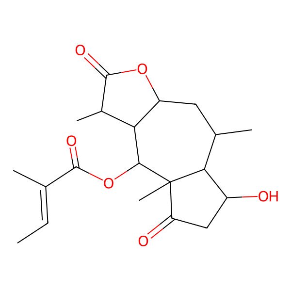 2D Structure of [(1S,3aR,5R,5aS,6S,8aR,9S,9aS)-6-hydroxy-1,5,8a-trimethyl-2,8-dioxo-3a,4,5,5a,6,7,9,9a-octahydro-1H-azuleno[6,5-b]furan-9-yl] (Z)-2-methylbut-2-enoate