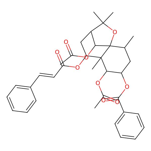 2D Structure of [(1S,2R,4S,5R,6R,7S,9R,12R)-5,12-diacetyloxy-2,6,10,10-tetramethyl-7-[(E)-3-phenylprop-2-enoyl]oxy-11-oxatricyclo[7.2.1.01,6]dodecan-4-yl] benzoate