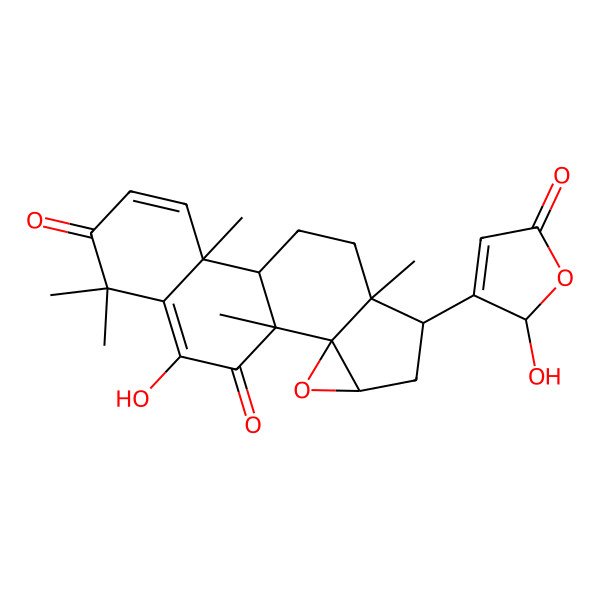 2D Structure of (1R,2R,4R,6R,7S,10R,11S)-17-hydroxy-6-[(2R)-2-hydroxy-5-oxo-2H-furan-3-yl]-1,7,11,15,15-pentamethyl-3-oxapentacyclo[8.8.0.02,4.02,7.011,16]octadeca-12,16-diene-14,18-dione