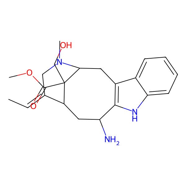 2D Structure of Methyl 12-amino-15-ethylidene-18-(hydroxymethyl)-17-methyl-10,17-diazatetracyclo[12.3.1.03,11.04,9]octadeca-3(11),4,6,8-tetraene-18-carboxylate