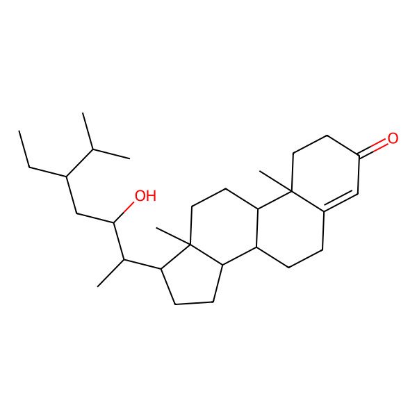 2D Structure of 17-(5-Ethyl-3-hydroxy-6-methylheptan-2-yl)-10,13-dimethyl-1,2,6,7,8,9,11,12,14,15,16,17-dodecahydrocyclopenta[a]phenanthren-3-one