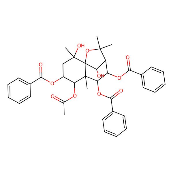2D Structure of [(1S,2S,4S,5R,6S,7R,8R,9S,12R)-5-acetyloxy-7,8-dibenzoyloxy-2,12-dihydroxy-2,6,10,10-tetramethyl-11-oxatricyclo[7.2.1.01,6]dodecan-4-yl] benzoate