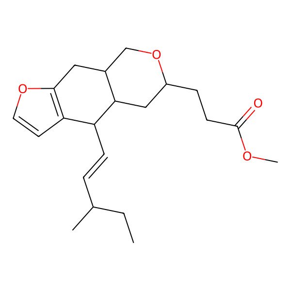 2D Structure of Methyl 3-(4,5,6,8,8a,9-hexahydro-4-((E)-3-methylpent-1-enyl)-4H-furo[3,2-g]isochromen-6-yl)propanoate