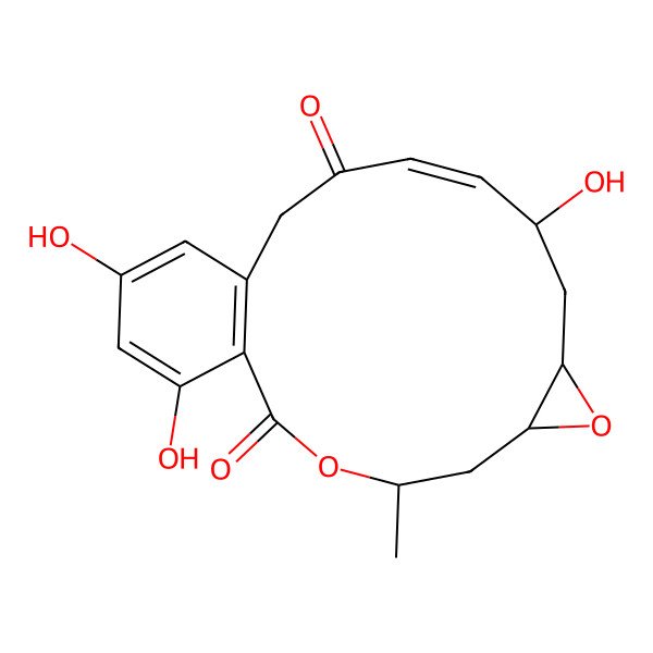 2D Structure of 10,17,19-Trihydroxy-4-methyl-3,7-dioxatricyclo[13.4.0.06,8]nonadeca-1(15),11,16,18-tetraene-2,13-dione
