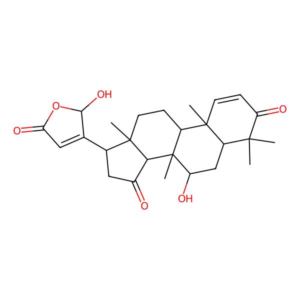 2D Structure of (5R,7R,8R,9R,10R,13S,14R,17R)-7-hydroxy-17-[(2R)-2-hydroxy-5-oxo-2H-furan-3-yl]-4,4,8,10,13-pentamethyl-6,7,9,11,12,14,16,17-octahydro-5H-cyclopenta[a]phenanthrene-3,15-dione