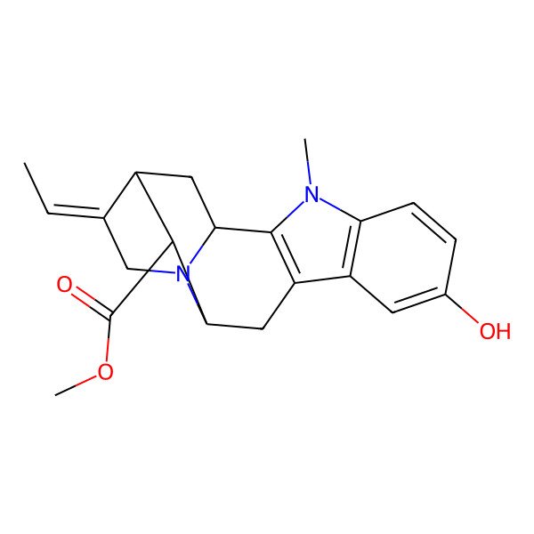 2D Structure of methyl (1S,12S,13S,14R,15E)-15-ethylidene-7-hydroxy-3-methyl-3,17-diazapentacyclo[12.3.1.02,10.04,9.012,17]octadeca-2(10),4(9),5,7-tetraene-13-carboxylate