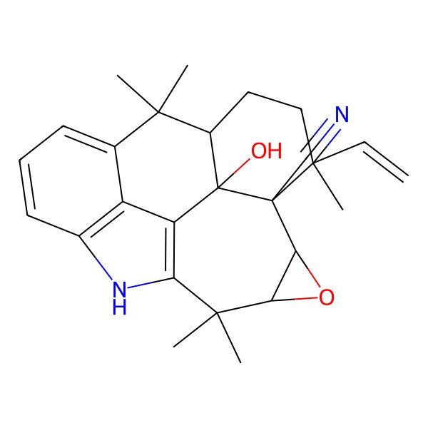 2D Structure of (1R,4R,5R,6R,8S,19R)-4-ethenyl-19-hydroxy-4,9,9,20,20-pentamethyl-7-oxa-11-azahexacyclo[14.3.1.05,19.06,8.010,18.012,17]icosa-10(18),12,14,16-tetraene-5-carbonitrile