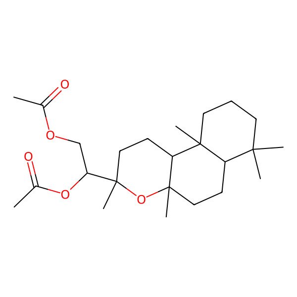 2D Structure of [(2S)-2-[(3S,4aR,6aS,10aS,10bR)-3,4a,7,7,10a-pentamethyl-2,5,6,6a,8,9,10,10b-octahydro-1H-benzo[f]chromen-3-yl]-2-acetyloxyethyl] acetate