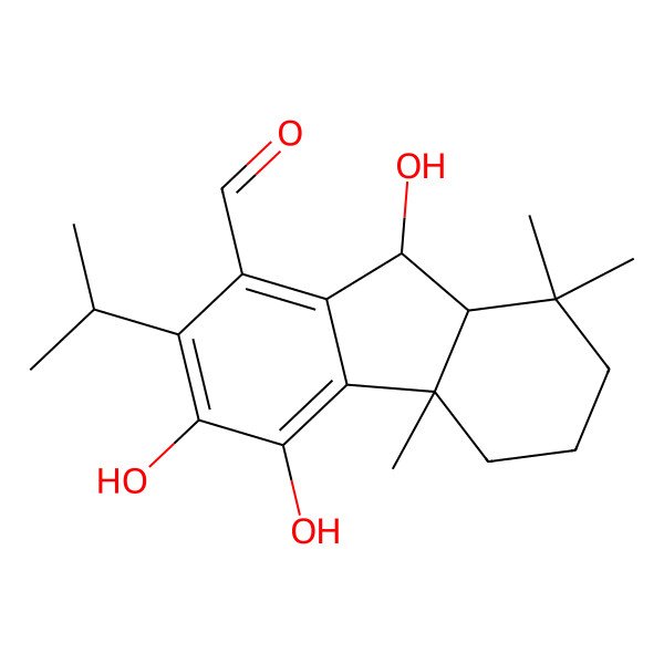 2D Structure of (4bR,8aS,9S)-3,4,9-trihydroxy-4b,8,8-trimethyl-2-propan-2-yl-6,7,8a,9-tetrahydro-5H-fluorene-1-carbaldehyde