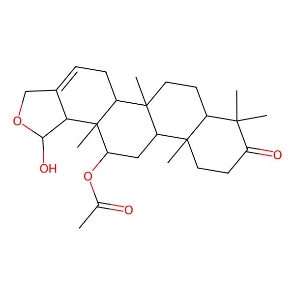 2D Structure of [(1R,5aS,5bR,7aR,11aR,11bS,13R,13aS,13bS)-1-hydroxy-5b,8,8,11a,13a-pentamethyl-9-oxo-3,5,5a,6,7,7a,10,11,11b,12,13,13b-dodecahydro-1H-phenanthro[2,1-e][2]benzofuran-13-yl] acetate
