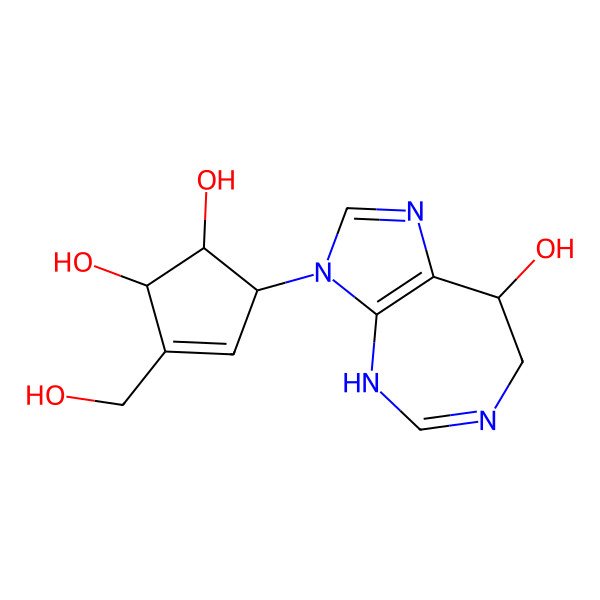 2D Structure of (1R,2S,5R)-5-[(8R)-8-hydroxy-7,8-dihydro-4H-imidazo[4,5-d][1,3]diazepin-3-yl]-3-(hydroxymethyl)cyclopent-3-ene-1,2-diol