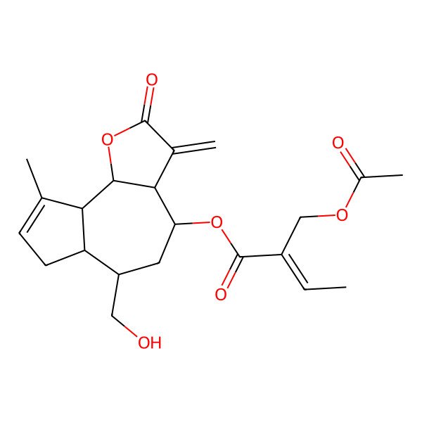2D Structure of [6-(Hydroxymethyl)-9-methyl-3-methylidene-2-oxo-3a,4,5,6,6a,7,9a,9b-octahydroazuleno[4,5-b]furan-4-yl] 2-(acetyloxymethyl)but-2-enoate