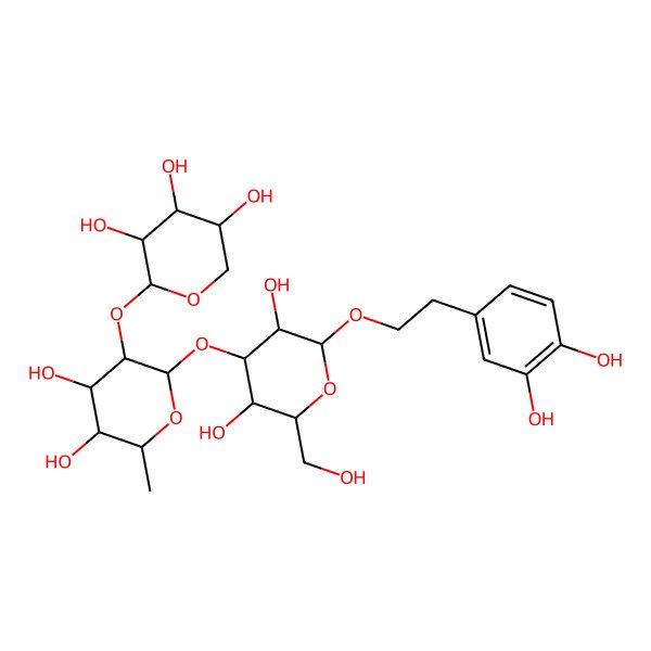 2D Structure of (2S,3R,4S,5S)-2-[(2S,3R,4R,5R,6S)-2-[(2R,3R,4S,5R,6R)-2-[2-(3,4-dihydroxyphenyl)ethoxy]-3,5-dihydroxy-6-(hydroxymethyl)oxan-4-yl]oxy-4,5-dihydroxy-6-methyloxan-3-yl]oxyoxane-3,4,5-triol