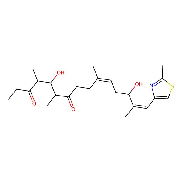 2D Structure of (4R,5R,6R,10Z,13S,14E)-5,13-dihydroxy-4,6,10,14-tetramethyl-15-(2-methyl-1,3-thiazol-4-yl)pentadeca-10,14-diene-3,7-dione