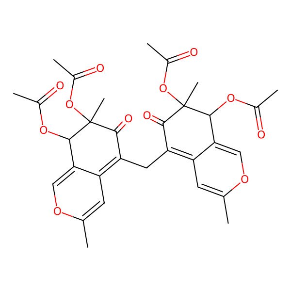 2D Structure of [7-acetyloxy-5-[(7,8-diacetyloxy-3,7-dimethyl-6-oxo-8H-isochromen-5-yl)methyl]-3,7-dimethyl-6-oxo-8H-isochromen-8-yl] acetate