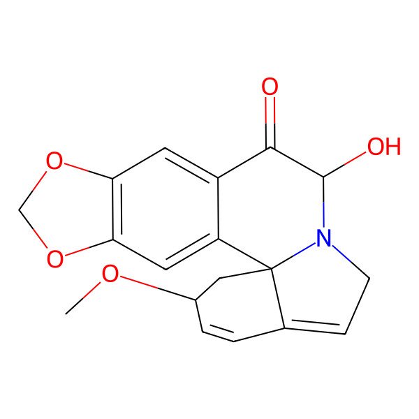 2D Structure of 12-Hydroxy-19-methoxy-5,7-dioxa-13-azapentacyclo[11.7.0.01,16.02,10.04,8]icosa-2,4(8),9,15,17-pentaen-11-one
