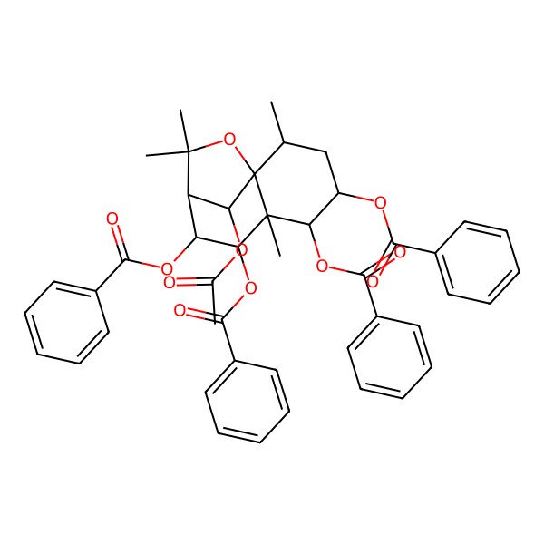2D Structure of 10-(Acetyloxy)-2,2,5a,9-tetramethyloctahydro-2H-3,9a-methano-1-benzoxepine-4,5,6,7-tetrayl tetrabenzoate 2D Structure of 10-(Acetyloxy)-2,2,5a,9-tetramethyloctahydro-2H-3,9a-methano-1-benzoxepine-4,5,6,7-tetrayl tetrabenzoate