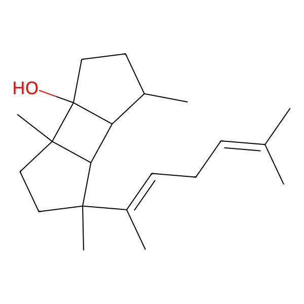 2D Structure of (1R,2S,5S,6R,7S,8R)-2,5,8-trimethyl-5-[(2Z)-6-methylhepta-2,5-dien-2-yl]tricyclo[5.3.0.02,6]decan-1-ol