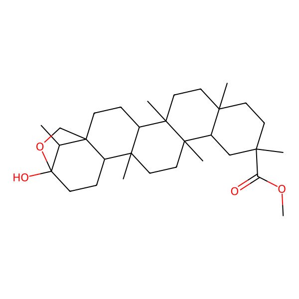 2D Structure of Methyl 21-hydroxy-5,8,11,14,17,24-hexamethyl-22-oxahexacyclo[19.2.1.01,18.04,17.05,14.08,13]tetracosane-11-carboxylate