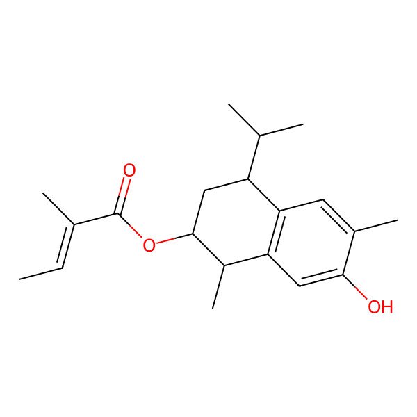 2D Structure of [(1R,2R,4S)-7-hydroxy-1,6-dimethyl-4-propan-2-yl-1,2,3,4-tetrahydronaphthalen-2-yl] (Z)-2-methylbut-2-enoate