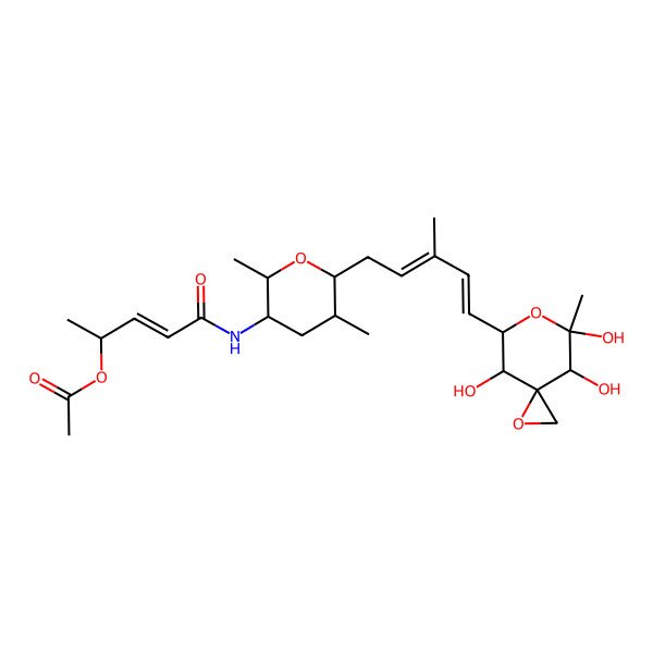 2D Structure of [(Z)-5-[[2,5-dimethyl-6-[(2E,4E)-3-methyl-5-(4,5,8-trihydroxy-5-methyl-1,6-dioxaspiro[2.5]octan-7-yl)penta-2,4-dienyl]oxan-3-yl]amino]-5-oxopent-3-en-2-yl] acetate