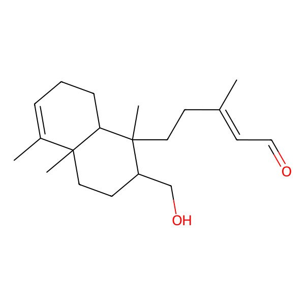 2D Structure of (E)-5-[(1S,2R,4aR,8aR)-2-(hydroxymethyl)-1,4a,5-trimethyl-2,3,4,7,8,8a-hexahydronaphthalen-1-yl]-3-methylpent-2-enal