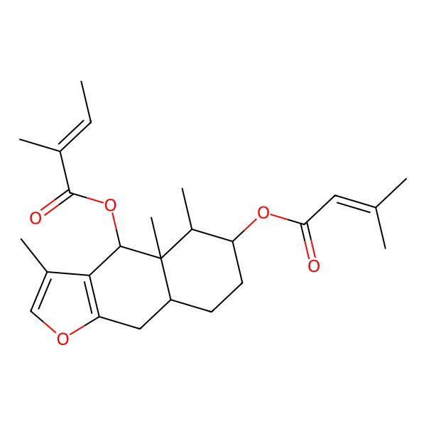 2D Structure of [(4S,4aS,5R,6S,8aR)-3,4a,5-trimethyl-6-(3-methylbut-2-enoyloxy)-5,6,7,8,8a,9-hexahydro-4H-benzo[f][1]benzofuran-4-yl] (Z)-2-methylbut-2-enoate
