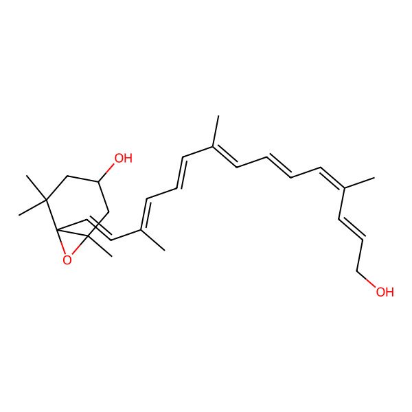 2D Structure of (1R,3S,6S)-6-[(1E,3E,5E,7E,9E,11E,13E)-15-hydroxy-3,7,12-trimethylpentadeca-1,3,5,7,9,11,13-heptaenyl]-1,5,5-trimethyl-7-oxabicyclo[4.1.0]heptan-3-ol