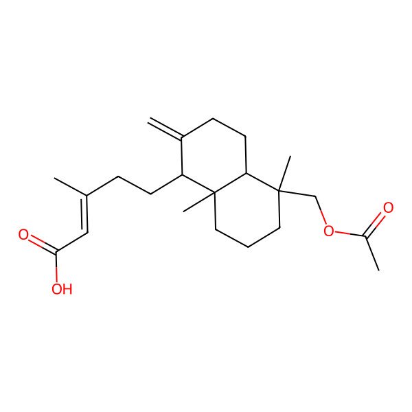 2D Structure of (E)-5-[(1S,4aR,5R,8aR)-5-(acetyloxymethyl)-5,8a-dimethyl-2-methylidene-3,4,4a,6,7,8-hexahydro-1H-naphthalen-1-yl]-3-methylpent-2-enoic acid