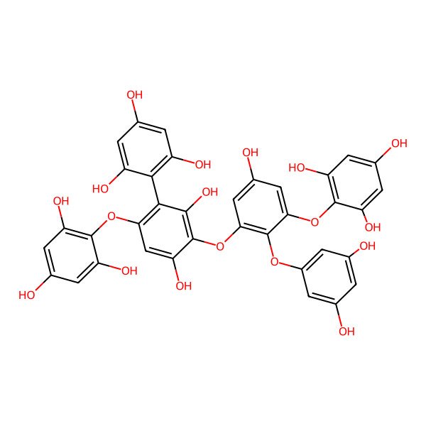 2D Structure of 2-[3-[2-(3,5-Dihydroxyphenoxy)-5-hydroxy-3-(2,4,6-trihydroxyphenoxy)phenoxy]-2,4-dihydroxy-6-(2,4,6-trihydroxyphenoxy)phenyl]benzene-1,3,5-triol